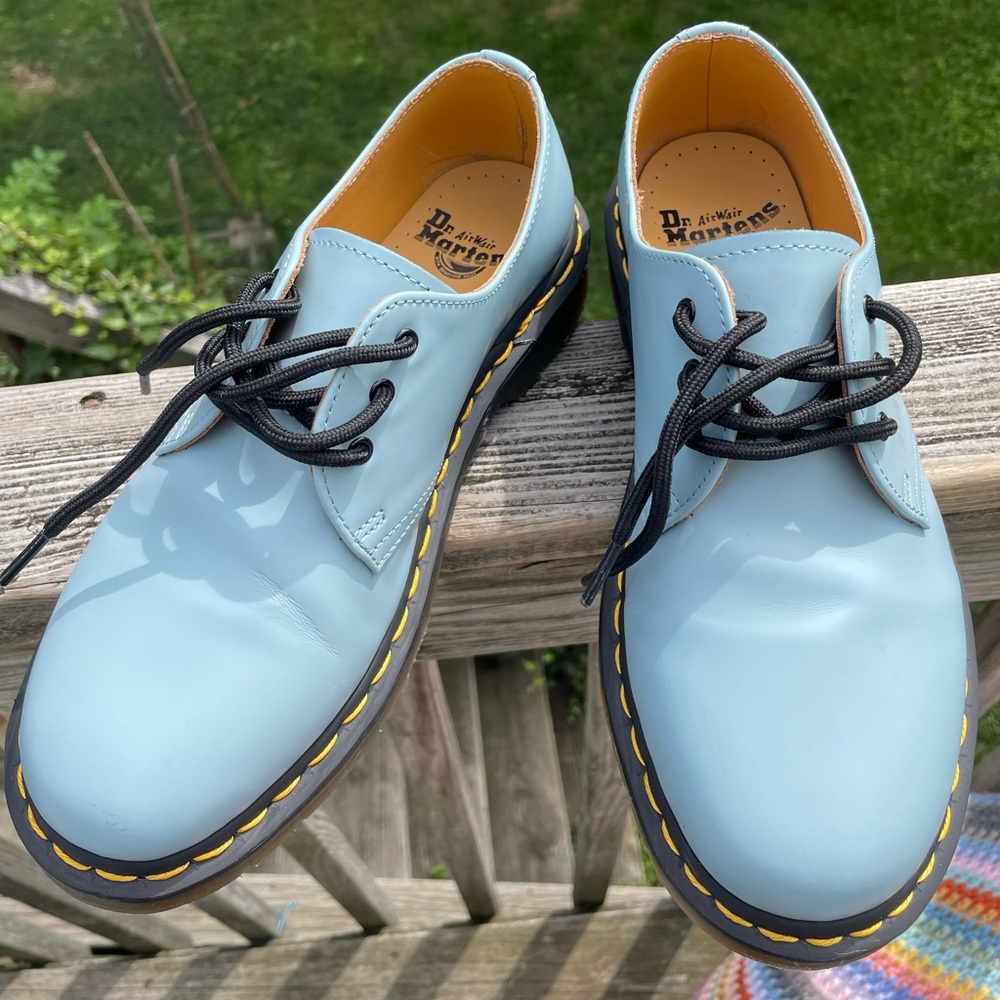 Dr Martens smooth leather sky blue shoes
